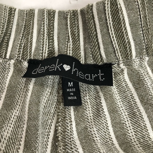 Green Linen Straight Cropped Striped Pants Size Medium - Picture 6 of 7